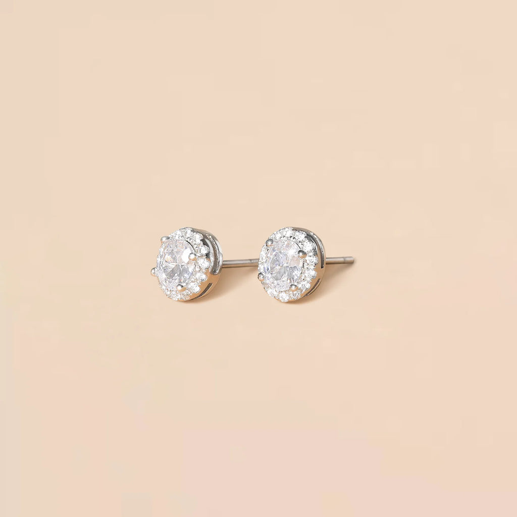 925 Sterling Silver Oval Cut Stud Earrings for Women – 0.5CT Cubic Zirconia, 18K Gold Plated