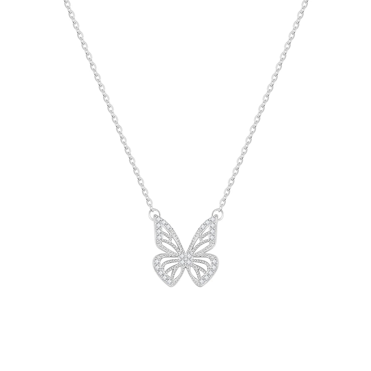 Butterfly Pendant Necklace for Women – 925 Sterling Silver with Zirconia, Gold & Silver Plated, Elegant Jewelry Gift