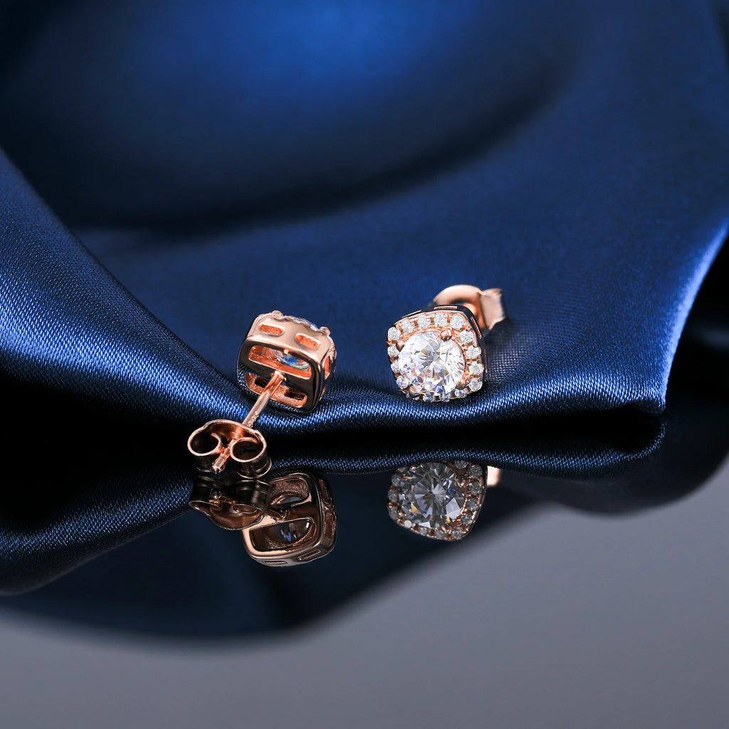 0.5CT Round Cubic Zirconia Stud Earrings for Women – 925 Sterling Silver, 18K Gold Plated