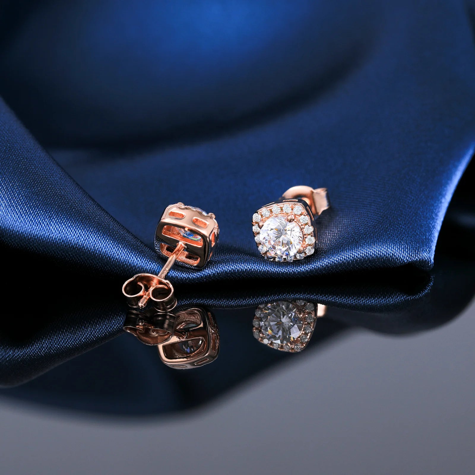 0.5CT Round Cubic Zirconia Stud Earrings for Women – 925 Sterling Silver, 18K Gold Plated