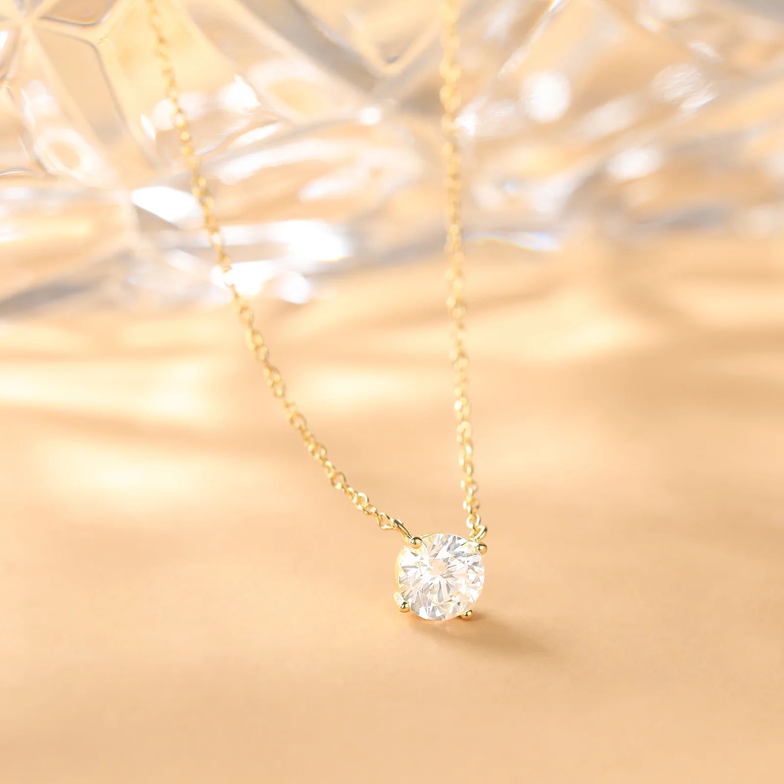 1.5CT Solitaire Round CZ Pendant Necklace for Women – 925 Sterling Silver with 14K Gold or Rose Gold Plating