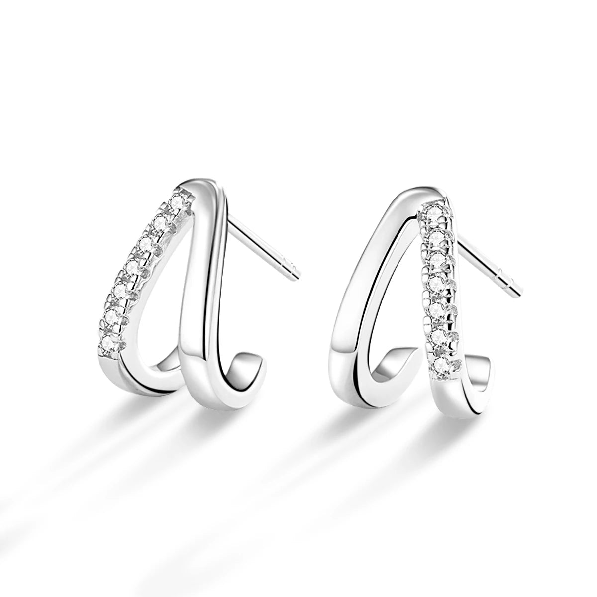 925 Sterling Silver V-Shape Stud Earrings for Women – Cubic Zirconia Fashion Jewelry Gift