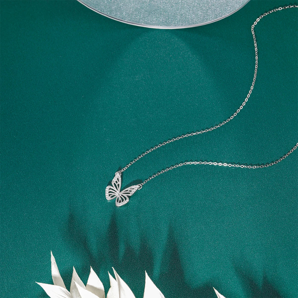 Butterfly Pendant Necklace for Women – 925 Sterling Silver with Zirconia, Gold & Silver Plated, Elegant Jewelry Gift