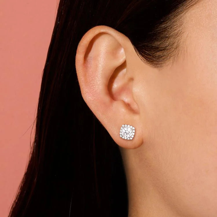 0.5CT Round Cubic Zirconia Stud Earrings for Women – 925 Sterling Silver, 18K Gold Plated