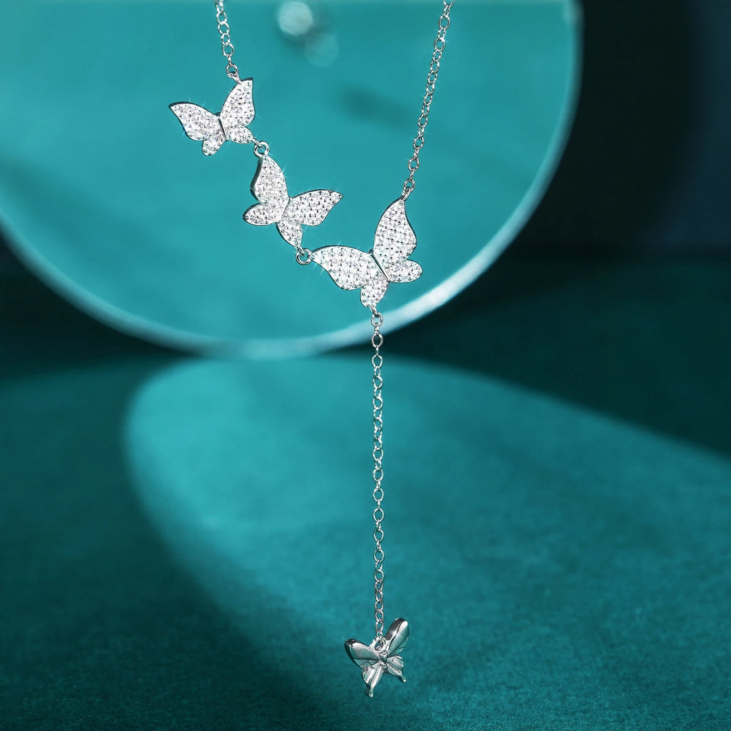 Butterfly Pendant Necklace for Women – 925 Sterling Silver with Zircon, Ideal Gift for Anniversary or Engagement