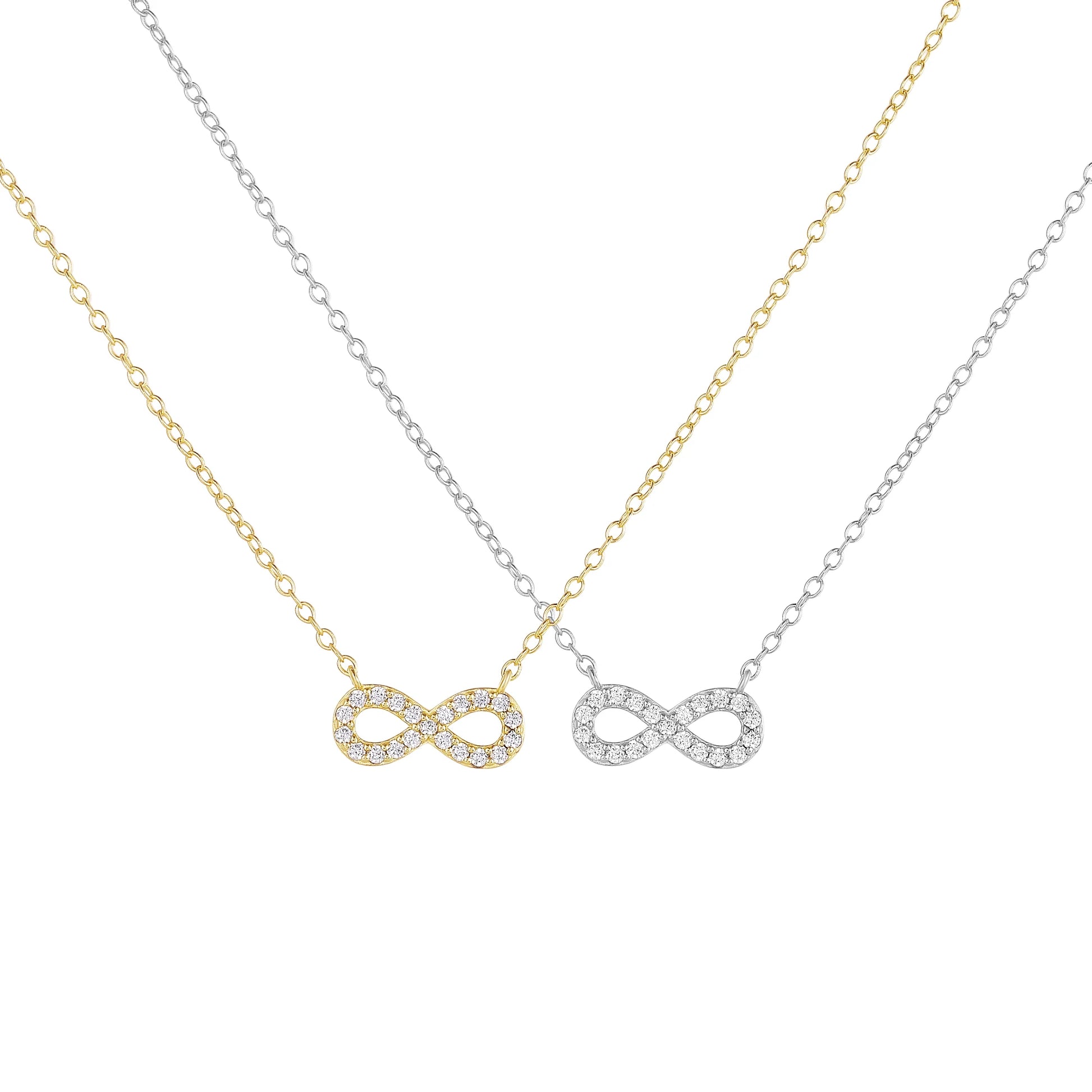 Infinity Pendant Necklace for Women – 925 Sterling Silver with Zircon, Rhodium or Gold Plated, Elegant Gift for Anniversary or Party