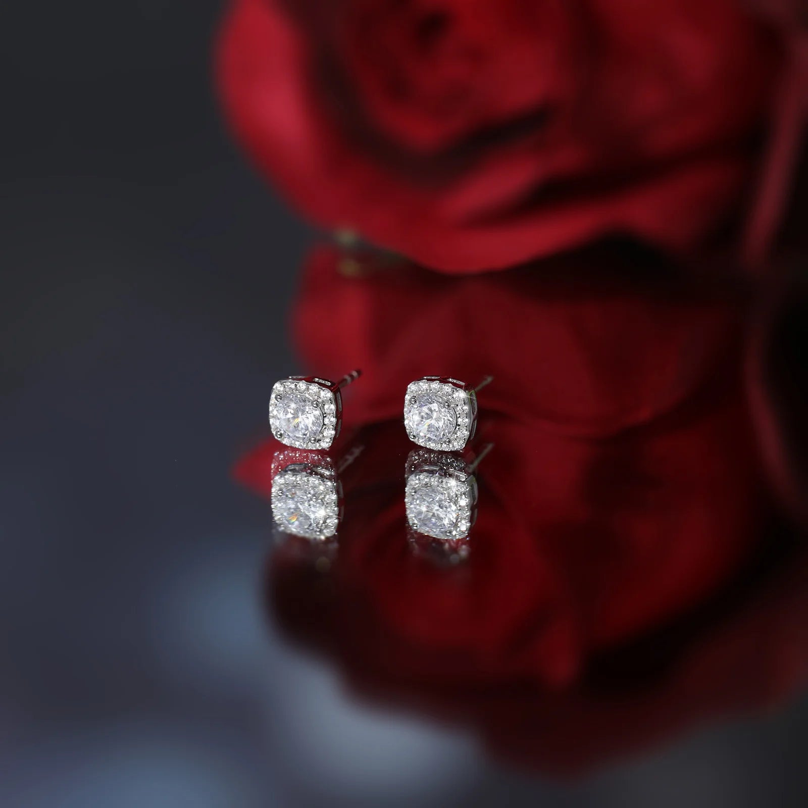 0.5CT Round Cubic Zirconia Stud Earrings for Women – 925 Sterling Silver, 18K Gold Plated