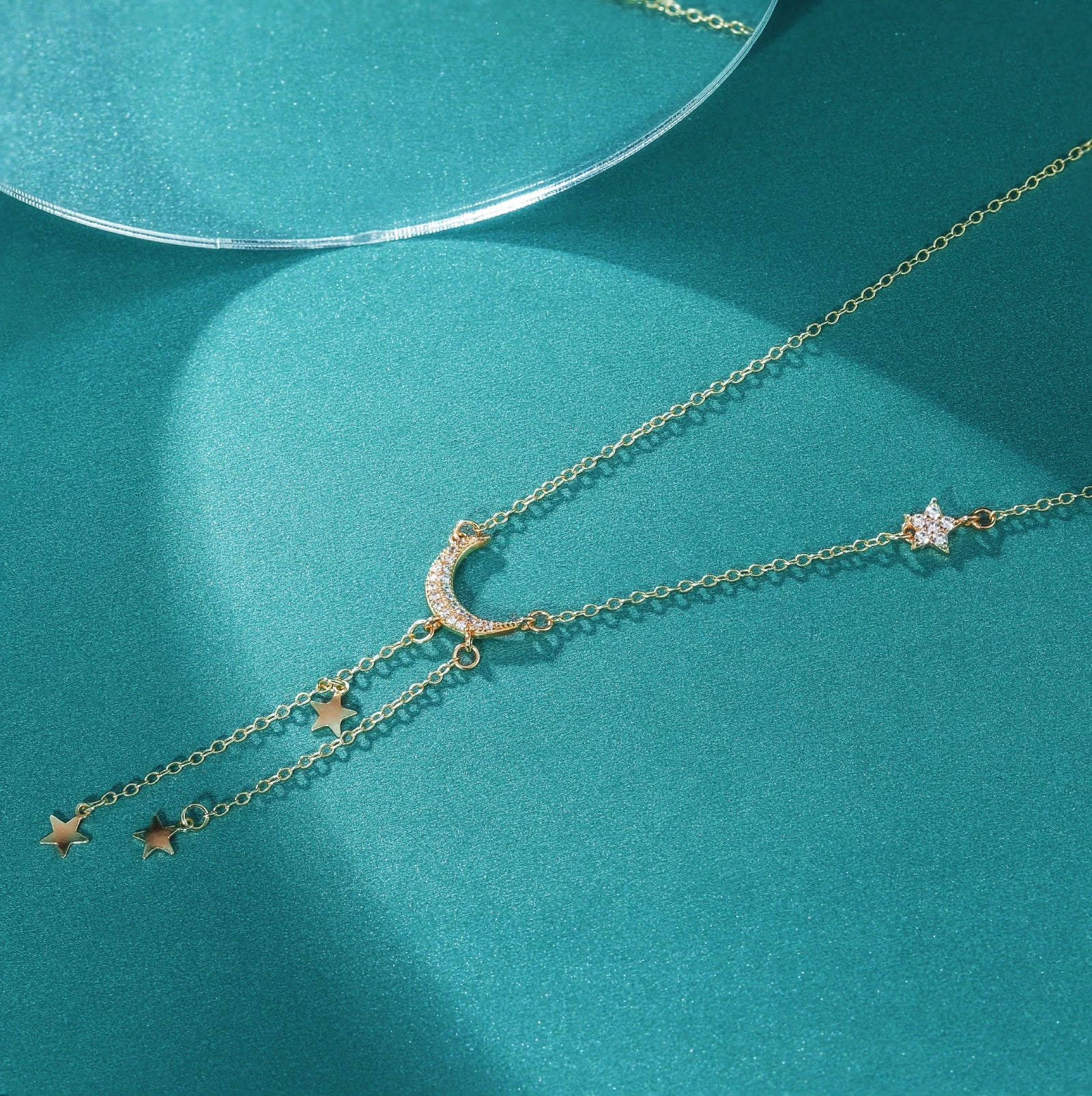 Moon and Star Pendant Necklace for Women – 925 Sterling Silver with Zircon, Rhodium or Gold Plated Celestial Jewelry