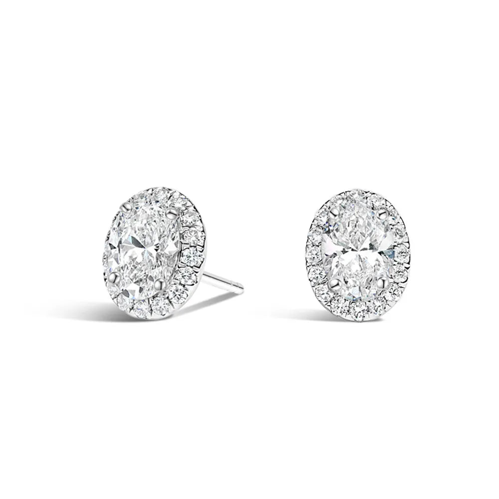 925 Sterling Silver Oval Cut Stud Earrings for Women – 0.5CT Cubic Zirconia, 18K Gold Plated