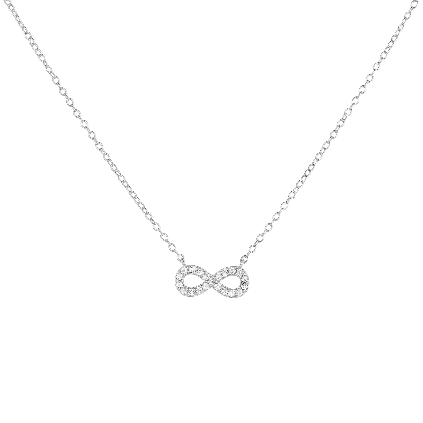 Infinity Pendant Necklace for Women – 925 Sterling Silver with Zircon, Rhodium or Gold Plated, Elegant Gift for Anniversary or Party