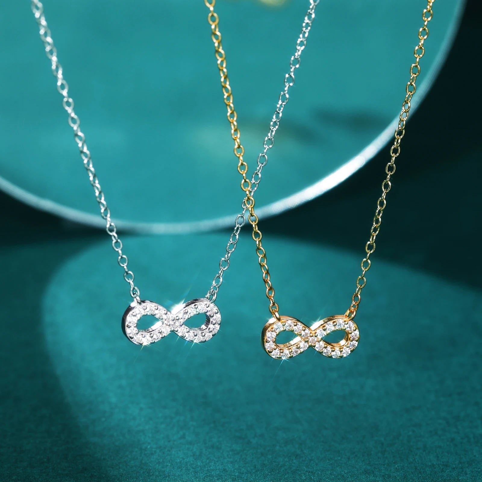 Infinity Pendant Necklace for Women – 925 Sterling Silver with Zircon, Rhodium or Gold Plated, Elegant Gift for Anniversary or Party
