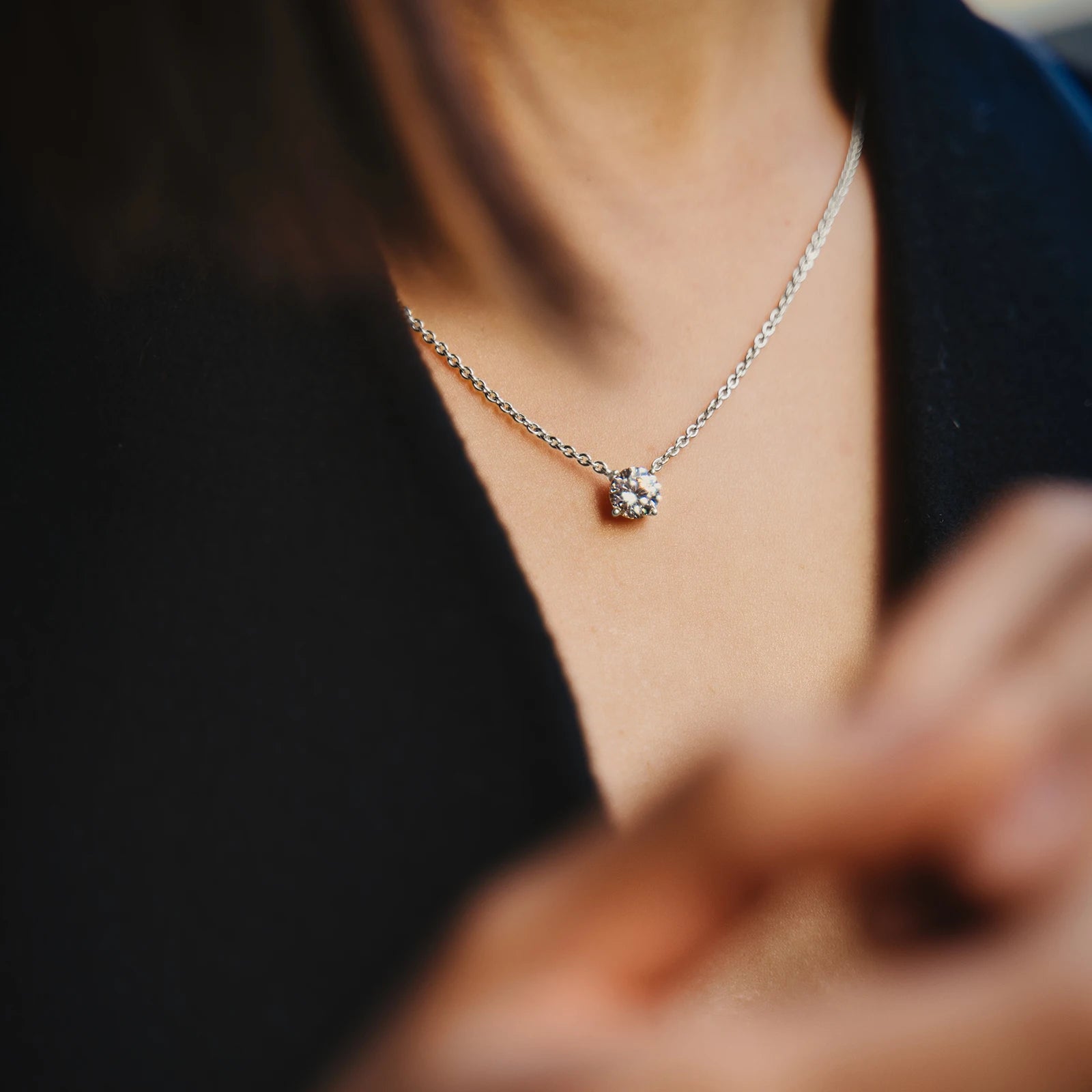 1.5CT Solitaire Round CZ Pendant Necklace for Women – 925 Sterling Silver with 14K Gold or Rose Gold Plating