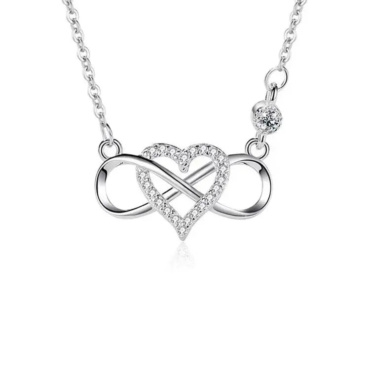 Infinity Heart Pendant Necklace for Women – 925 Sterling Silver with Zirconia, Romantic Birthday Gift
