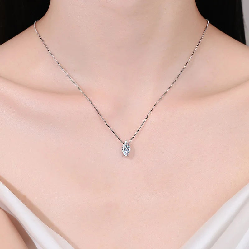 1CT Marquise Cut Zircon Pendant Necklace for Women – 925 Sterling Silver, Rhodium Plated, Ideal for Anniversary or Party