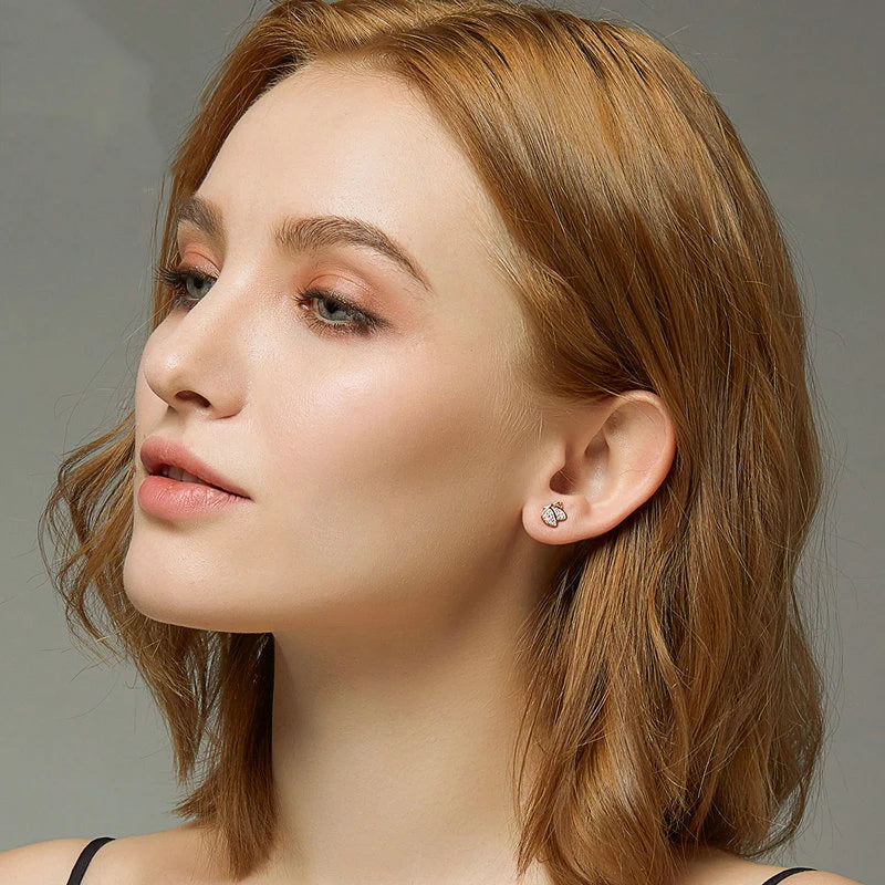 Gold Plated Butterfly Stud Earrings – 925 Silver, Elegant Women’s Jewelry