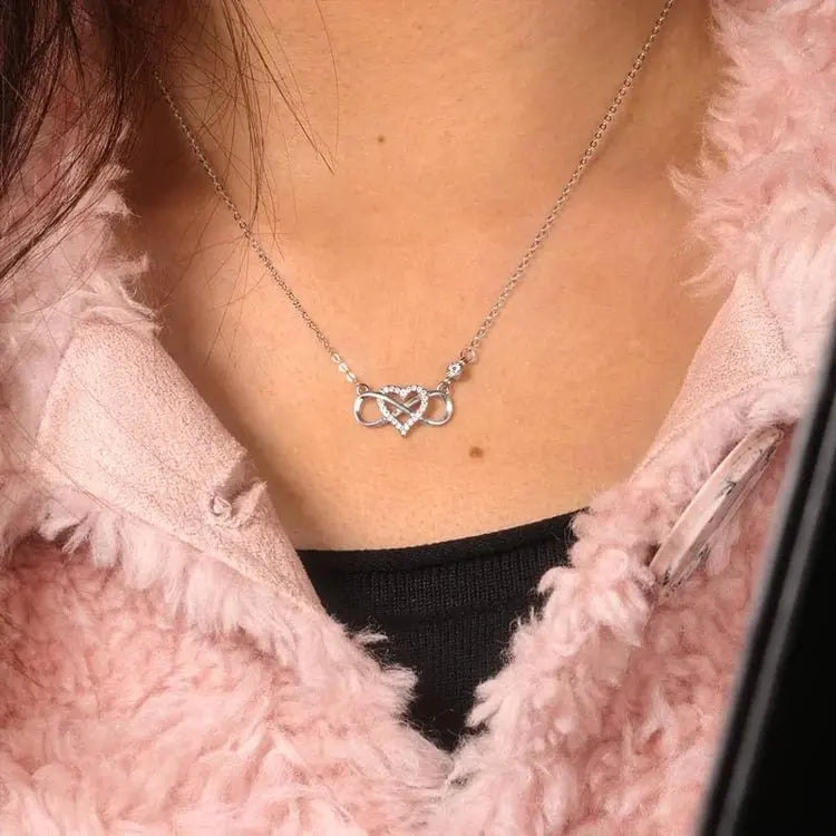 Infinity Heart Pendant Necklace for Women – 925 Sterling Silver with Zirconia, Romantic Birthday Gift
