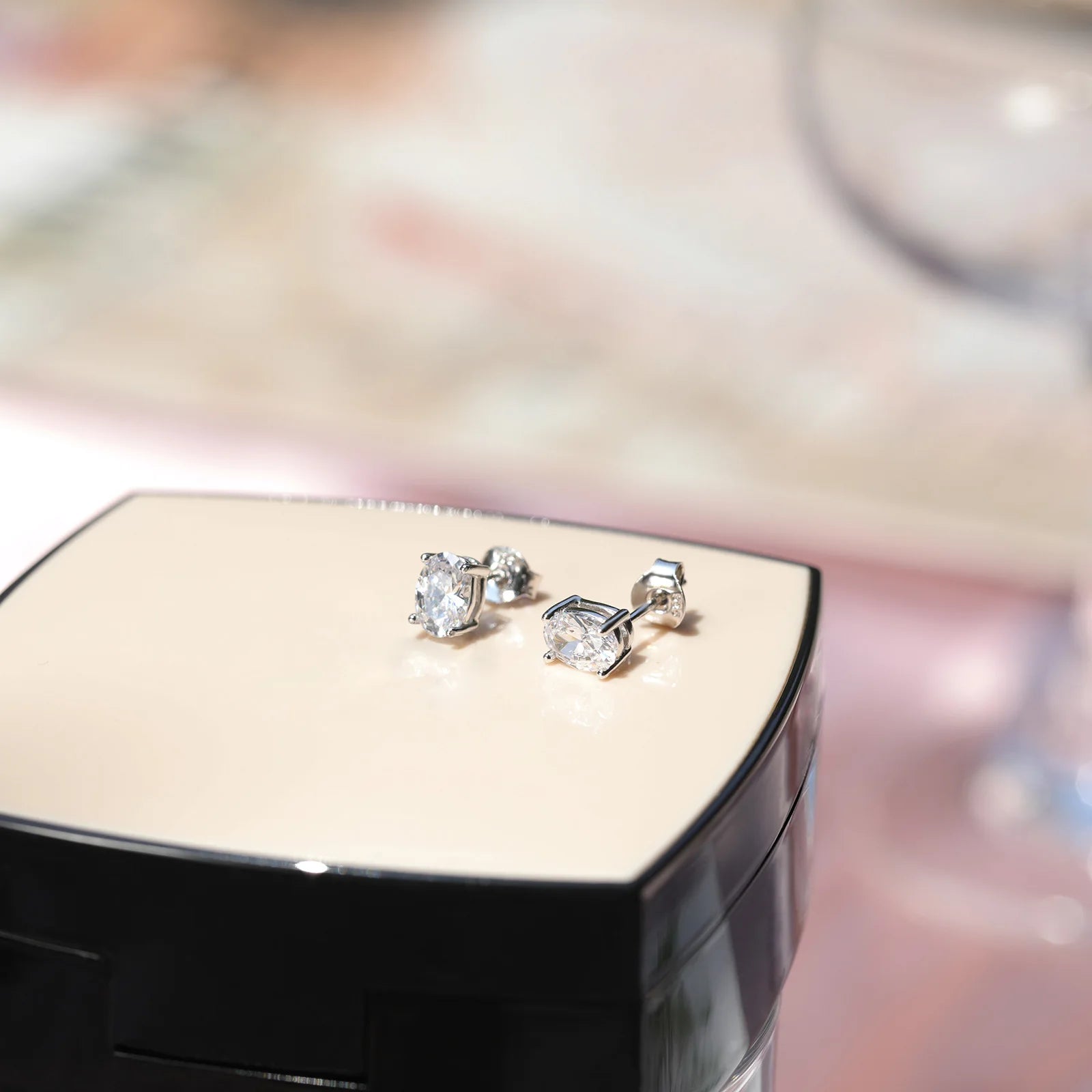 1CT Oval Cut CZ Stud Earrings for Women – Hypoallergenic 925 Sterling Silver, Rhodium Plated Finish