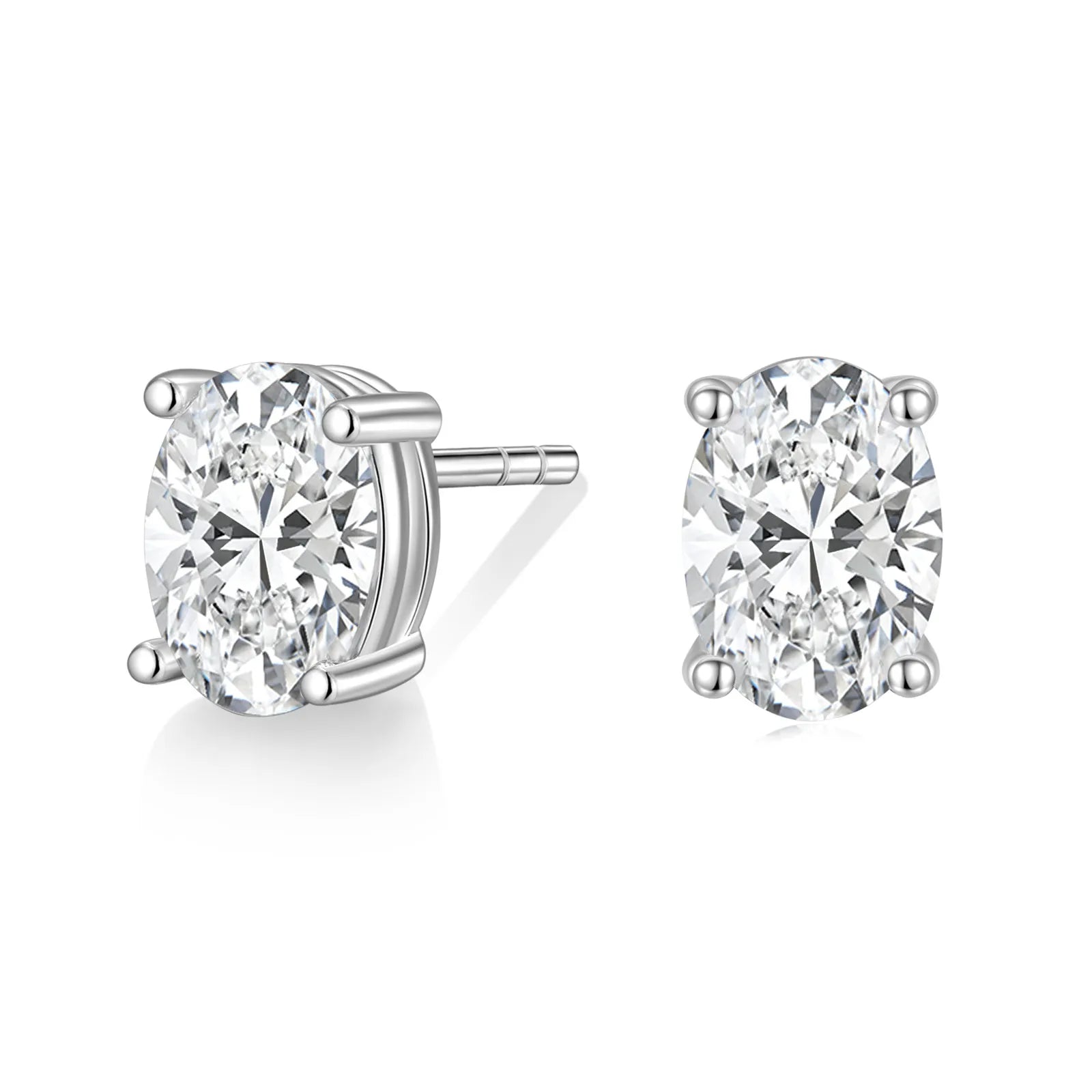 1CT Oval Cut CZ Stud Earrings for Women – Hypoallergenic 925 Sterling Silver, Rhodium Plated Finish