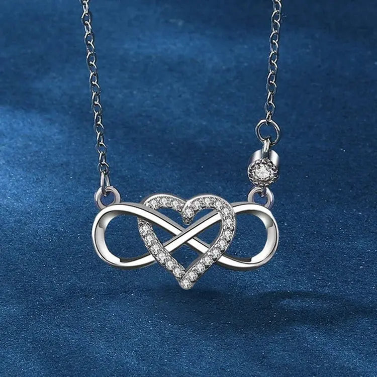 Infinity Heart Pendant Necklace for Women – 925 Sterling Silver with Zirconia, Romantic Birthday Gift