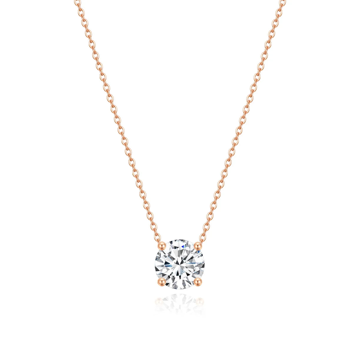 1.5CT Solitaire Round CZ Pendant Necklace for Women – 925 Sterling Silver with 14K Gold or Rose Gold Plating