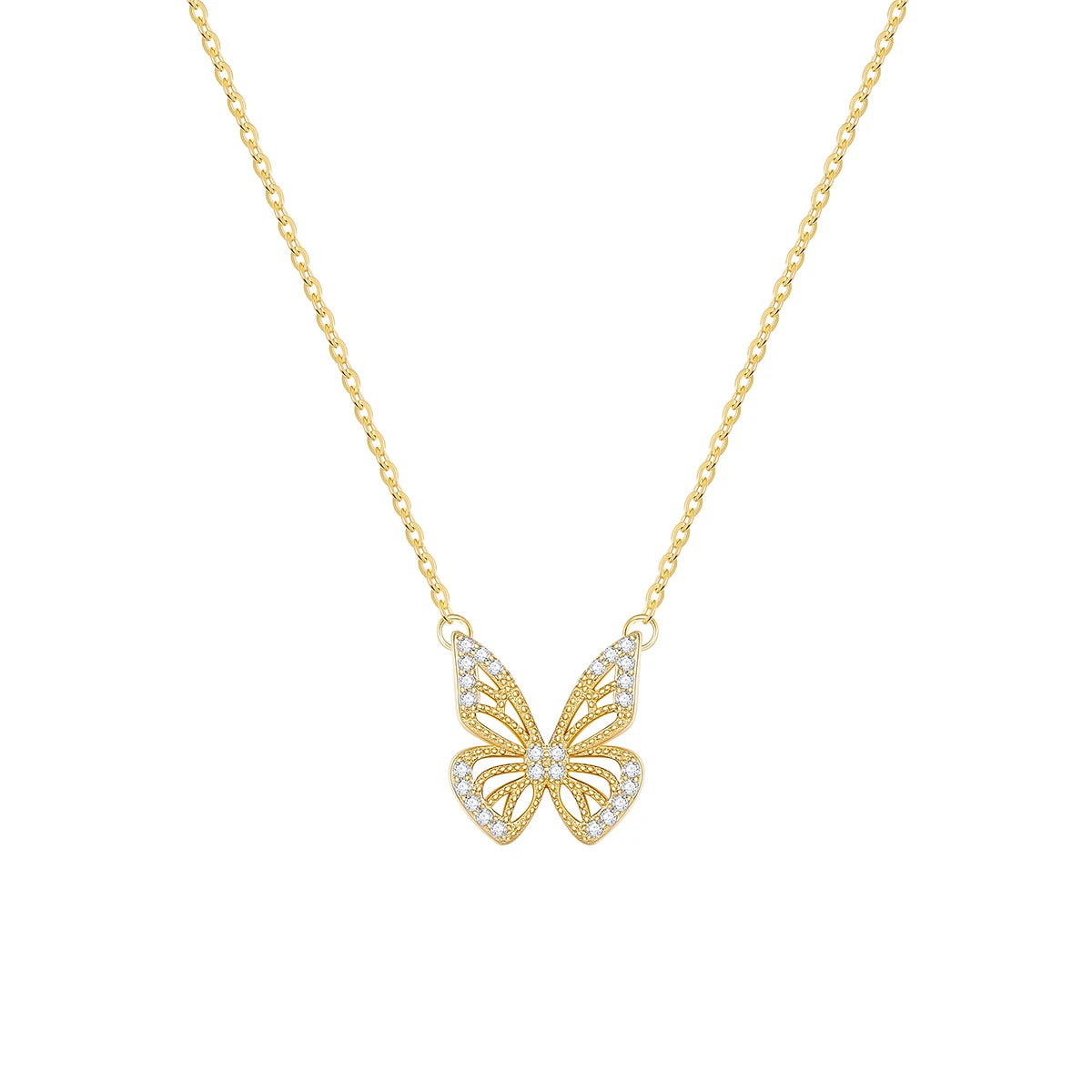 Butterfly Pendant Necklace for Women – 925 Sterling Silver with Zirconia, Gold & Silver Plated, Elegant Jewelry Gift