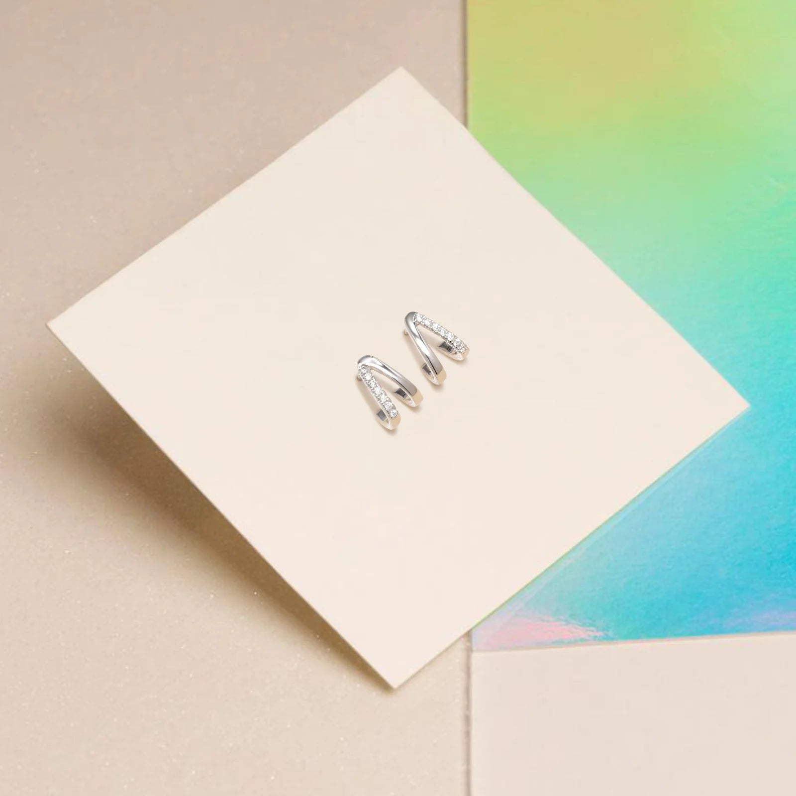 925 Sterling Silver V-Shape Stud Earrings for Women – Cubic Zirconia Fashion Jewelry Gift