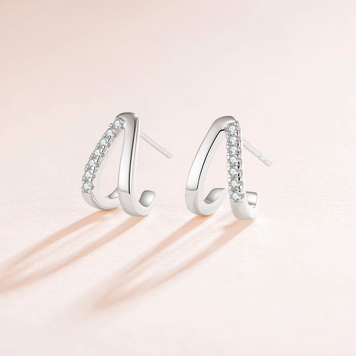 925 Sterling Silver V-Shape Stud Earrings for Women – Cubic Zirconia Fashion Jewelry Gift