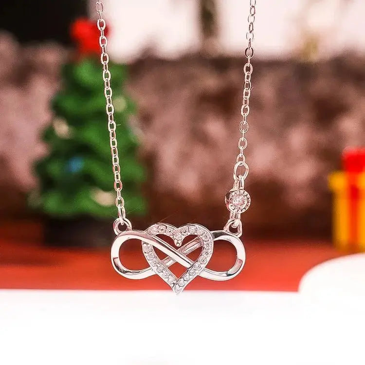 Infinity Heart Pendant Necklace for Women – 925 Sterling Silver with Zirconia, Romantic Birthday Gift