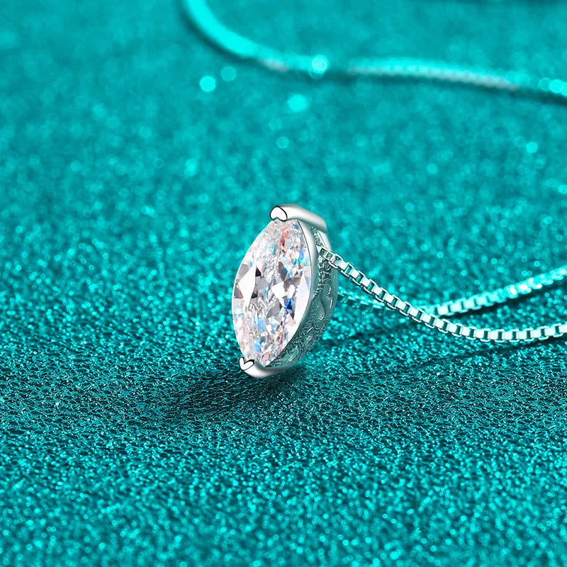 1CT Marquise Cut Zircon Pendant Necklace for Women – 925 Sterling Silver, Rhodium Plated, Ideal for Anniversary or Party