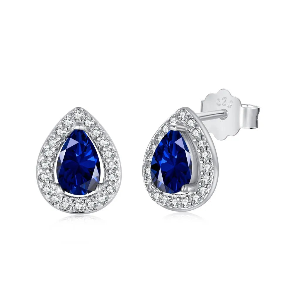 925 Sterling Silver Pear Cut Stud Earrings – 0.25ct Cubic Zirconia Luxury Design for Women