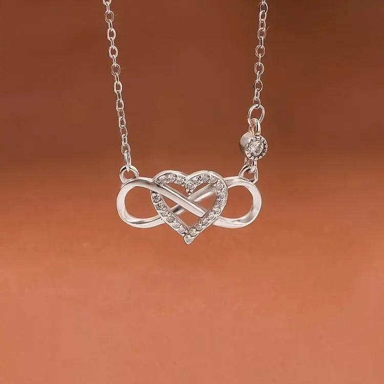 Infinity Heart Pendant Necklace for Women – 925 Sterling Silver with Zirconia, Romantic Birthday Gift