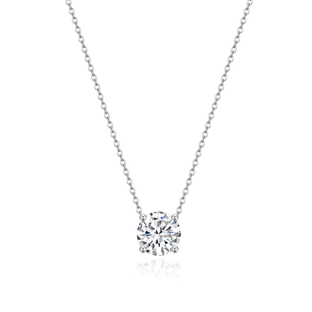1.5CT Solitaire Round CZ Pendant Necklace for Women – 925 Sterling Silver with 14K Gold or Rose Gold Plating