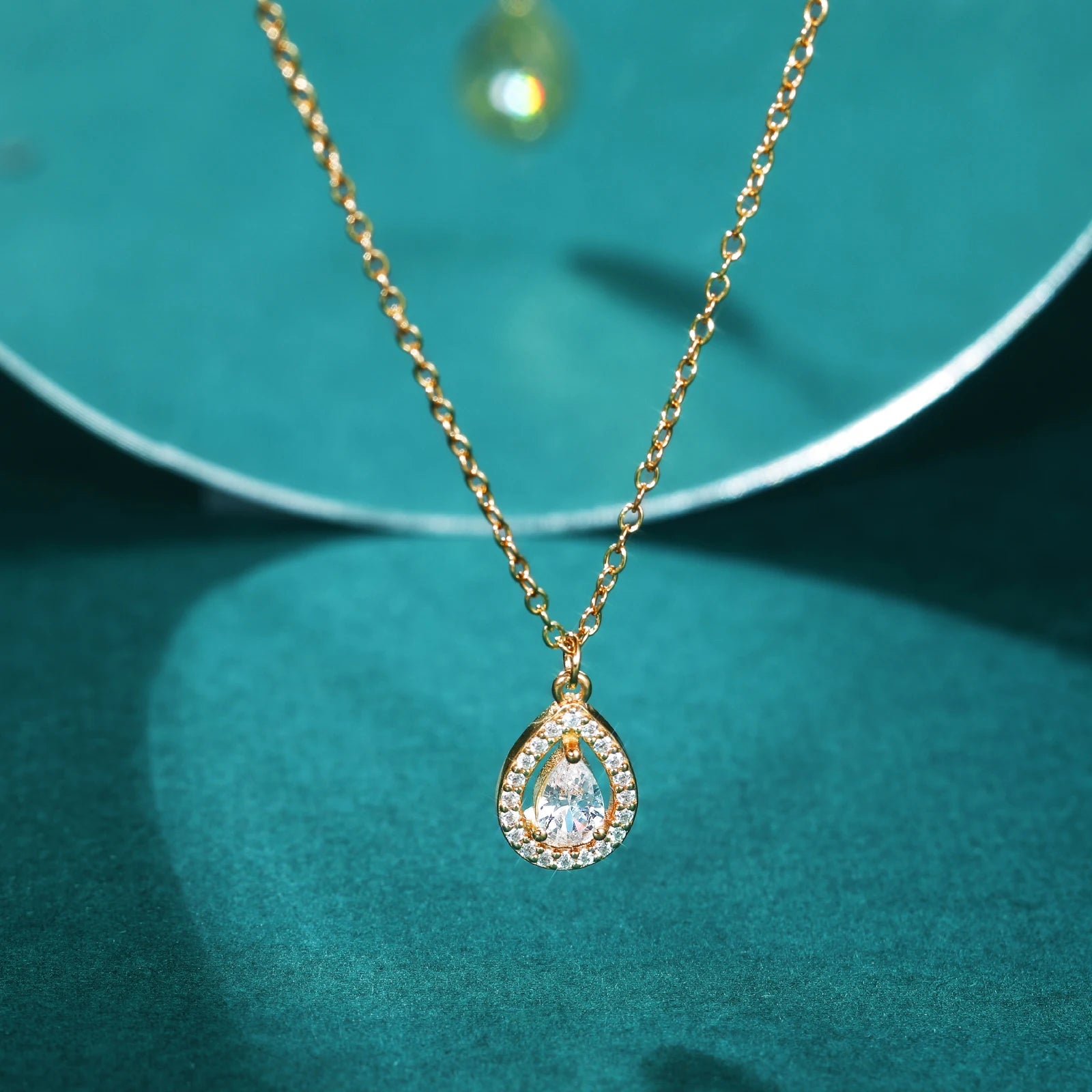 Pear Cut Zircon Pendant Necklace for Women – 925 Sterling Silver, Rhodium or Gold Plated, Ideal for Wedding or Gift