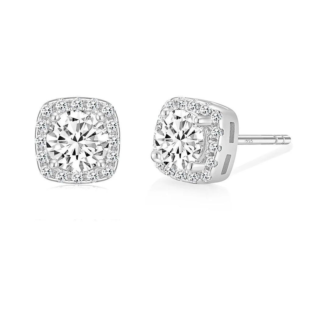 0.5CT Round Cubic Zirconia Stud Earrings for Women – 925 Sterling Silver, 18K Gold Plated