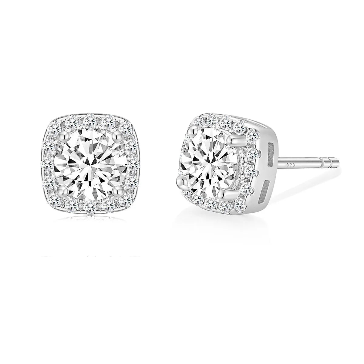 0.5CT Round Cubic Zirconia Stud Earrings for Women – 925 Sterling Silver, 18K Gold Plated