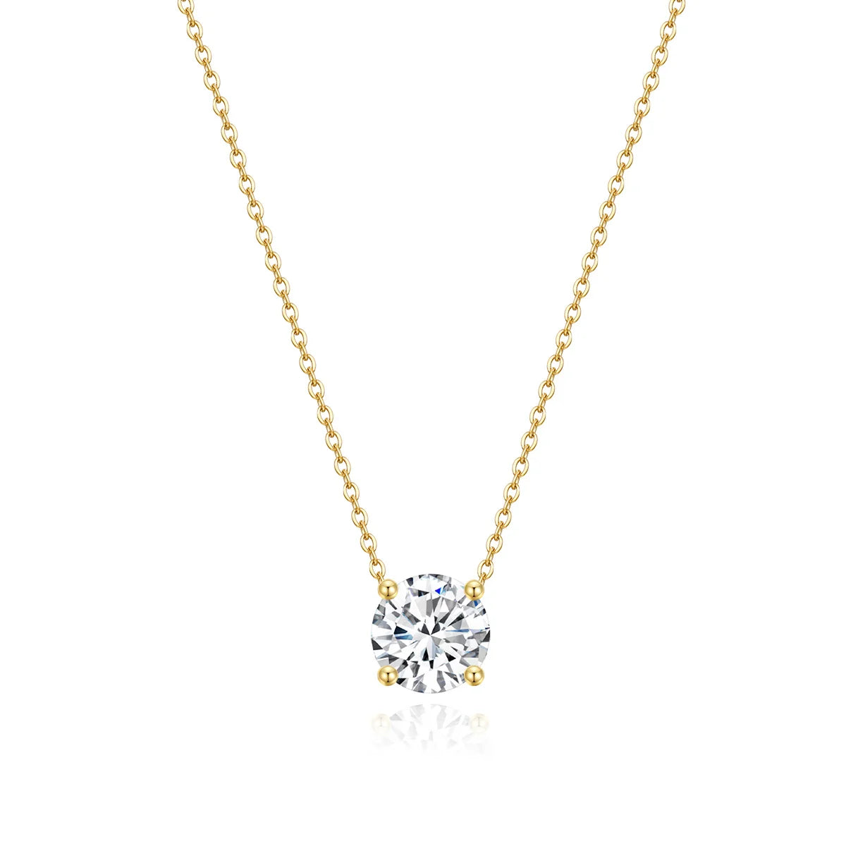 1.5CT Solitaire Round CZ Pendant Necklace for Women – 925 Sterling Silver with 14K Gold or Rose Gold Plating