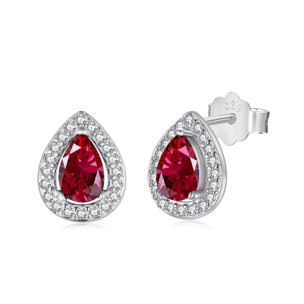 925 Sterling Silver Pear Cut Stud Earrings – 0.25ct Cubic Zirconia Luxury Design for Women