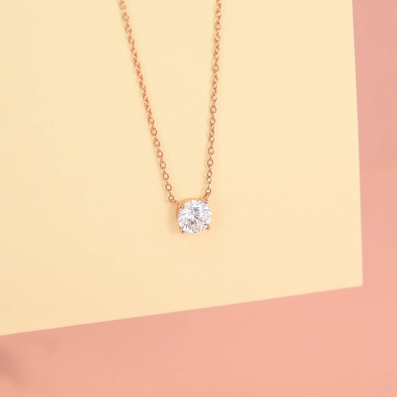 1.5CT Solitaire Round CZ Pendant Necklace for Women – 925 Sterling Silver with 14K Gold or Rose Gold Plating