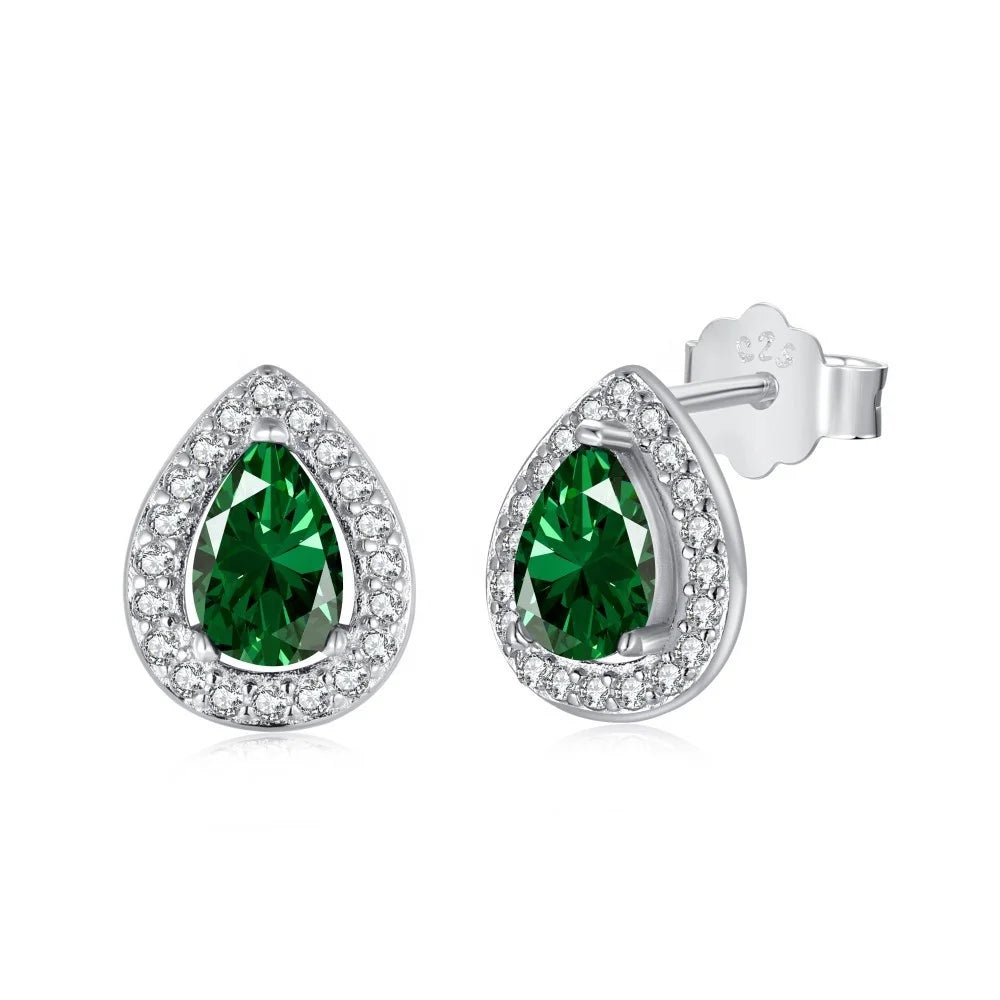 925 Sterling Silver Pear Cut Stud Earrings – 0.25ct Cubic Zirconia Luxury Design for Women