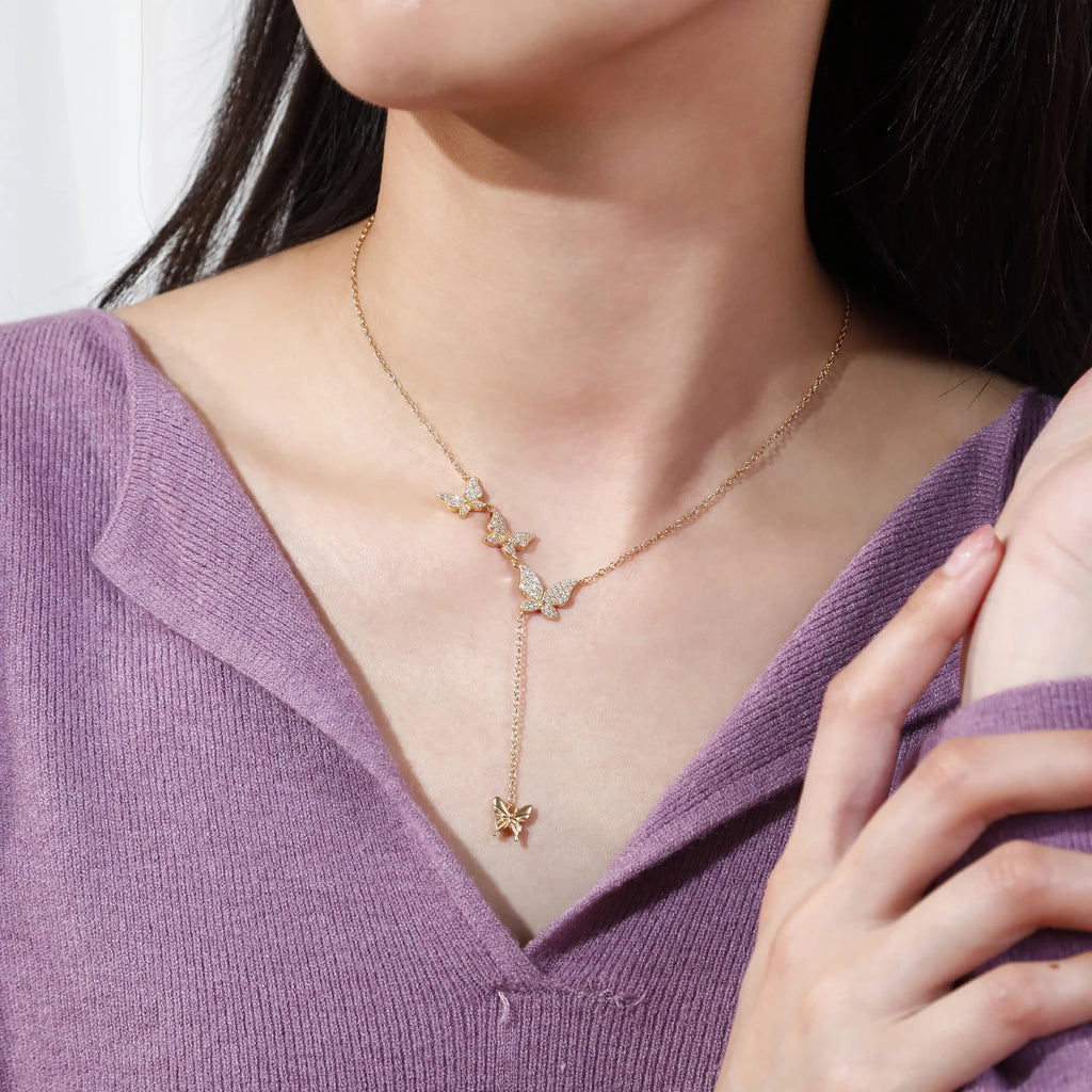 Butterfly Pendant Necklace for Women – 925 Sterling Silver with Zircon, Ideal Gift for Anniversary or Engagement
