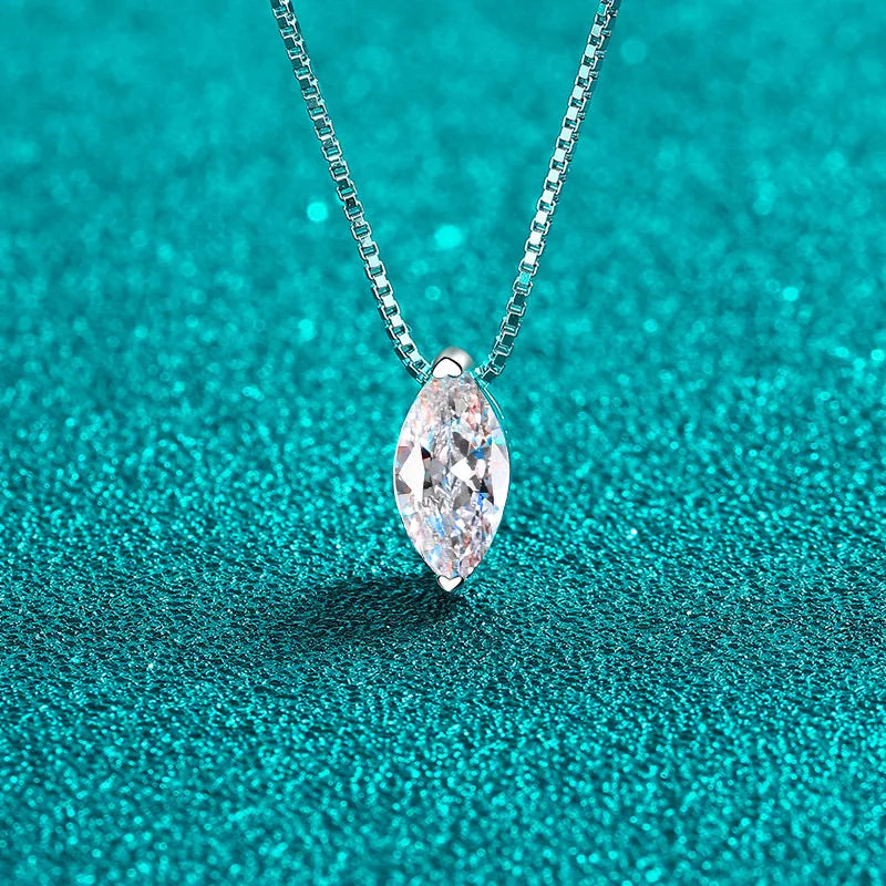 1CT Marquise Cut Zircon Pendant Necklace for Women – 925 Sterling Silver, Rhodium Plated, Ideal for Anniversary or Party