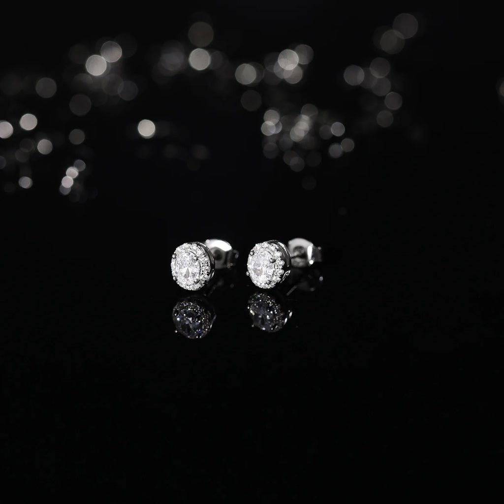 925 Sterling Silver Oval Cut Stud Earrings for Women – 0.5CT Cubic Zirconia, 18K Gold Plated