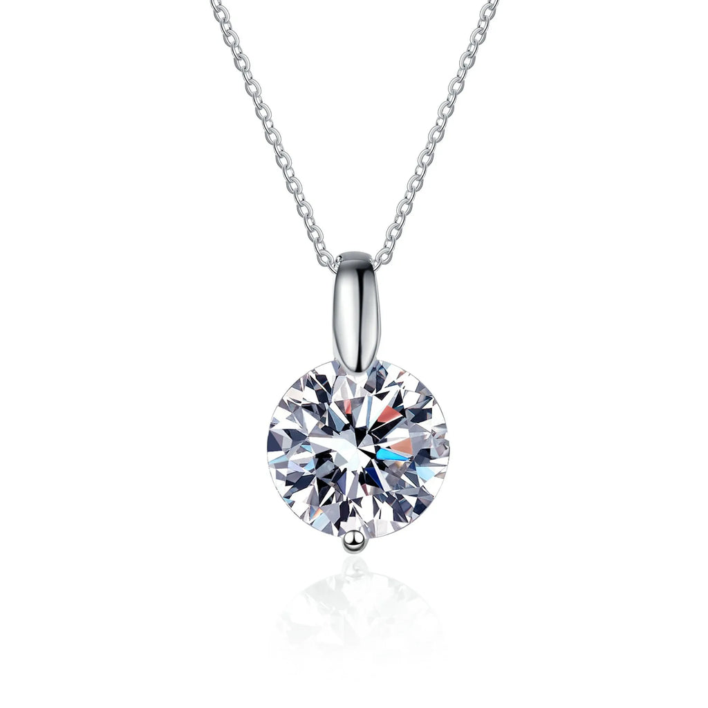 2CT Round Cut Zircon Pendant Necklace for Women – Rhodium-Plated 925 Sterling Silver, Elegant Gift for Engagement or Wedding